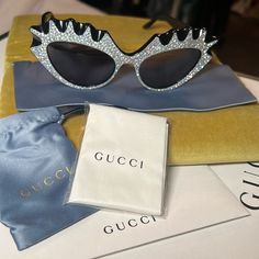 New Gucci Hollywood Crystal Sunglasses These Are Soooo Gorgeous And Fun, Look At How The Bling New Comes With Everything In Pictures Feel Free To Ask Questions All Sales Are Final Trendy Gucci Party Sunglasses, Trendy Gucci Sunglasses For Party, Designer Sunglasses With Mirrored Lenses For Parties, Designer Party Sunglasses With Mirrored Lenses, Designer Cat Eye Sunglasses With Mirrored Lenses For Party, Designer Cat Eye Party Sunglasses, Designer Cat Eye Sunglasses For Party, Designer Cat Eye Sunglasses For Parties, Gucci Cat Eye Sunglasses With Gradient Lenses For Party