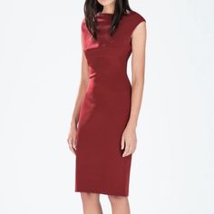 The Condition Is Good. Women’s Size Small. The Dress Stretchy. Short Sleeve, Draped. Red Midi Bodycon Office Dress, Red Midi Bodycon Dress For Office, Red Midi Length Bodycon Dress For Office, Red Fitted Mini Dress For Office, Chic Stretch Burgundy Dress, Fitted Red Mini Dress For Office, Chic Burgundy Stretch Dress, Red Knee-length Office Mini Dress, Red Short Sleeve Office Dress