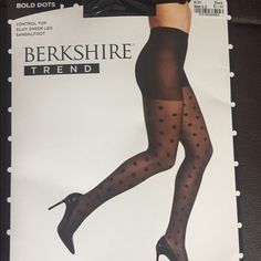 Berkshire High-Waist Polka Dots Stockings Size 1-2 Elegant Fitted Polka Dot Bottoms, Black Stretch Mid-thigh Length Hosiery, Compressive Black Thigh-high Stockings, Stretch Nylon High-cut Stockings, Black Stretch Full-length Stockings, Black Nylon Thigh-high Hosiery, Shapewear, Women's Intimates, Stockings