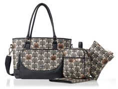 three pieces of handbags with matching purses