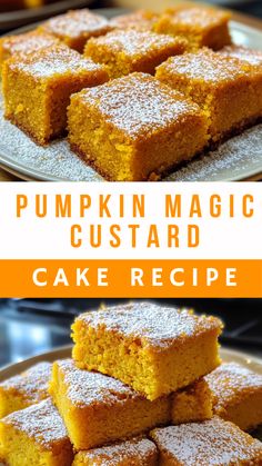 Pumpkin Magic Custard Cake Recipe Magic Custard Cake Recipe, Cake Textures, Autumn Gathering, Pumpkin Magic, Apple Cheesecake Bars, Magic Custard Cake, Custard Cake Recipes, Caramel Apple Cheesecake Bars, Pumpkin Lasagna