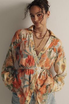 From holy-grail tees and perfectly fitted jeans to laidback dresses, PILCRO is on everyone’s most-wanted-wardrobe list. | Island Time Tunic Top by Pilcro, Women's, Size: Medium, Cotton/Viscose at Anthropologie Mercury Pisces, Pisces Style, Wardrobe List, 1980s Fashion Trends, Women's Winter Outfits, Wrap Tunic, Fitted Jeans, Embroidered Bodysuit, Big Sleeves