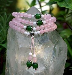 Rose Quartz and Green Aventurine Prayer Beads - Morganna’s Treasures Attract Luck, Prayer Beads, Romantic Love, Unconditional Love, Green Aventurine, Anger, Rose Quartz, Beads, Stone