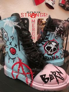 Please email us/msg us or refer to original listing for info. Grunge Shoes, Punk Style Outfits, Jaket Denim, Goth Shoes, Mode Grunge, Punk Boots, Custom Boots, Moda Punk, Animale Rare