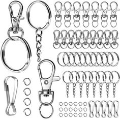 PRICES MAY VARY. Bulk Keychain Kit: Set of 145pcs keychain accessories, contain 3 kinds of common used keychains, key rings, lanyard clips, and 8mm silver jump rings, support abundant DIY crafts, making creative personalized key chains. Three Kinds Popular Keychain Included: Swivel snap hooks with key rings, lobster claw clasp with large key ring, and key ring with chain, three popular patterns provided at the same time, suitable for a wide range of keychains making, no need to purchase separate Key Rings Diy, Keychains Making, Keychain Rings, Large Key Rings, Popular Patterns, Diy Beading, Chain Rings, Keychain Clip, Keychain Accessories