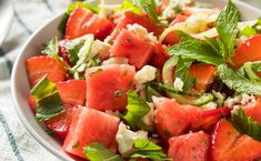 Light Salad Recipes, Watermelon Feta Salad Recipes, Watermelon And Feta Salad, Watermelon Mint Salad, Watermelon Salad Recipes, Feta Salad Recipe, Feta Cheese Salad, Watermelon Feta Salad, Mint Salad