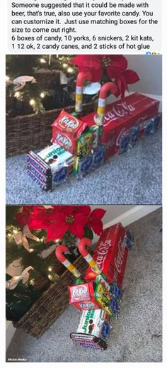 an image of a christmas train made out of candy bars