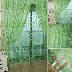 short description is not available Color: Green.  Pattern: floral. Fairy Forest Room, Forest Room Ideas, Pretty Windows, Waxing Room, Balcony Curtains, Bed Drapes, Forest Room, French Window, Colorful Room Decor