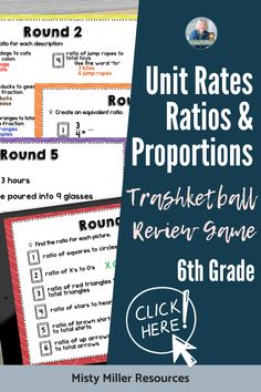 Unit Rates Ratio & Proportions - Trashketball Review Game - 6th Grade - 6 Game Rounds - Click Here