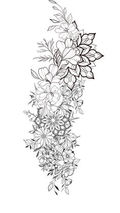 a black and white line drawing of flowers