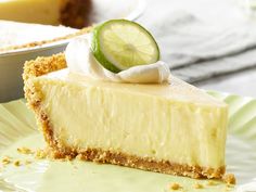 a slice of key lime pie on a plate