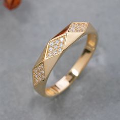 ★ 14K Solid Gold Vintage Patterned Wedding Ring, 925 Sterling Silver Wedding Ring, Geometric Faceted Ring, Christmas Gift, Mother's Day Gift ★ ▷ MATERIAL ★ All of our 10K, 14K, 18K Jewelry are Solid Gold. ( Not Gold Filled or Gold Plated ) ★ All of our silver jewelry is 925 sterling silver and 14 carat gold plated. (Our white silver jewelry is rhodium plated.) ▷ PRODUCTION AND PACKAGING ★ Our jewelry is handmade. It is specially prepared for you in the dimensions you want upon order. ★ We work with three colors in our jewelry. Yellow, Rose, White ★ We prepare our jewelry by examining it to the smallest detail with our 21 years of experience. ★ Since we care about customer satisfaction and long-term relationship, we produce our jewelry considering daily use and natural wear. ★ If you wish, Ring Geometric, Interlocking Ring, Silver Wedding Ring, Faceted Ring, Sterling Silver Wedding Rings, Textured Ring, Silver Wedding Rings, Silver Wedding, Vintage Pattern