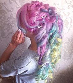 amythemermaid Rainbow Hair Color, Fairy Hair, Dyed Hair Inspiration, Hair Color Pastel, Beautiful Hair Color, Fantasy Hair, Pretty Hair Color, Unicorn Hair, Colorful Hair