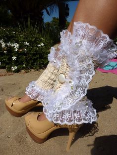 Cotton Leg Warmers in Cream Confetti - Victorian Fashion Spats. $45.00, via Etsy. Fitted Leg Warmers For Spring, Cute Fitted Leg Warmers For Spring, White Fitted Cute Leg Warmers, Cute Fantasy Outfits, Leg Warmers Aesthetic, Style Leg Warmers, Legs Accessories, Crocheted Fashion, Diy Leg Warmers