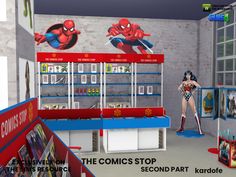 an animated image of a woman in a comic store