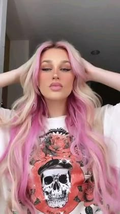 Split Dye Vivid, Pink Under Blonde Hair, Flamingo Hair Color, Platinum Blonde Hair With Pink Highlight, Fun Pink Hair, Hair Color For Dark Hair, Hair Ideas For 2023, Color For Dark Hair, Hair Colors For Summer