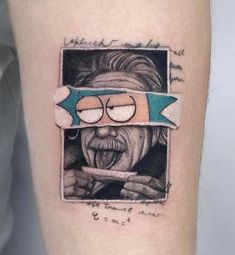 an old man with glasses and a pencil in his mouth is shown on the thigh