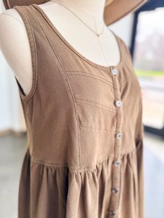 Staple tanks are always needed around here and perfect on their own for the warm days ahead, but even more perfect for layering with cozy cardigans during chilly early-spring mornings. The Cocoa Tank has an adorable four button detail and a babydoll fit, making for a dressy version of a tank top. And that washed cotton, just wait till you feel how SOFT it is! ;) The deets! : true to size babydoll fit button detail * The unique color of the pigment vintage wash is achieved through a special dye a Everyday Summer Dresses With Buttons, Spring Button-up Everyday Dresses, Casual Everyday Dresses For Fall, Just Wait, Cozy Cardigan, Early Spring, Button Detail, Unique Colors, Cocoa