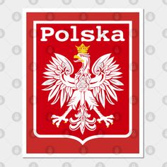 the polish flag with a bird on it's head and an eagle in the center