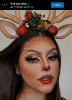 Doe Makeup, Holiday Makeup Christmas, Christmas Makeup Simple, Seasonal Makeup, Christmas Eye Makeup