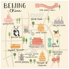 World Traveler - Beijing China Wall Art - 11.5x11.5 Beijing Map, Beijing Travel, Educational Wall Art, Oopsy Daisy, Fabric Wall Decals, Artist Biography, Beijing China, Print Decals, Illustrated Map