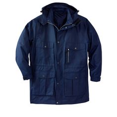 This lightweight parka was designed for changing temperatures. It features a removable hood, hidden snap storm front and 4 pockets. Size: big - 6xl. Color: navy. Gender: male. Age Group: adult. Pattern: Solid. Material: Polyester. Navy Blue Coat, Boulder Creek, Blue Coat, Mens Winter Coat, Blue Coats, Swimsuits For All, Parka Coat, Tall Guys, Mens Big And Tall