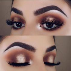 Bronze Eye Makeup, Smokey Eye Makeup Tutorial, Hooded Eye Makeup, Colorful Eye Makeup, Gold Makeup, Eye Makeup Tips, Makeup For Beginners, Long Lashes