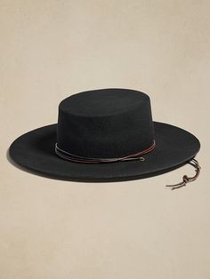 Gaucho Hat | Hampui | Banana Republic Baray Hat, Boater Hat Outfit, Spanish Hat, Bolero Black, Bolero Hat, Black Bolero, Black Cowboy Hat, Mens Hats Fashion, Black Cowboy