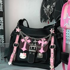 Theme - Y2K · sugarplum · Online Store Powered by Storenvy Messenger Bags For School, Girl Punk, Kitty Clothes, Hello Kitty Clothes, Hello Kitty Items, Pretty Bags, Shoulder Messenger Bag, Cute Bags, Outfit Casual