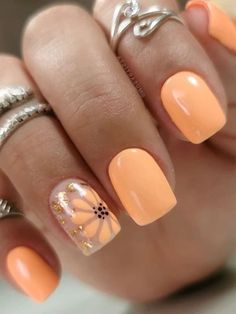 Coral And Glitter Acrylic Nails, Gel Coral Nails, Summer Nails 2024 Color Trends Dip, Peach Gel Nails Design, Short Dip Nails Summer 2024, Summer Nail Colors 2024 Dip, Summer 2024 Nails Design, August Nails Acrylic, Short Nail Overlay Ideas