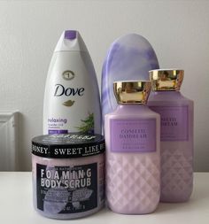 Purple Body Products, Aesthetic Hygiene, Body Care Aesthetic, Shower Care, Scent Combos, Spray Lotion, Body Hygiene, Shower Skin Care, Body Washes