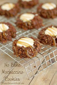 no bake mochaccino cookies on a cooling rack