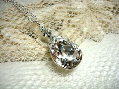 Crystal pendant bridal necklace Sterling silver by treasures570, $35.00 Jewelry For Bride, Wedding Jewelry Set, Bridal Jewelry Set, Earrings Rose Gold, Rose Gold Jewelry, Bride Jewellery, Jewelry Wedding, Wedding Jewelry Sets, Bridal Jewelry Sets