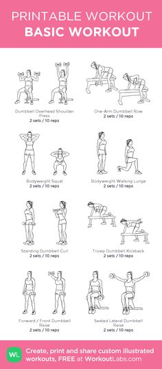 the printable workout poster shows how to do an exercise with dumbs and arms