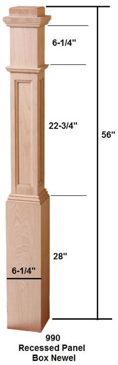 a tall wooden tower with measurements for the top and bottom part on each side is shown