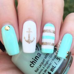 Anchor Nails, Cruise Nails, Nautical Nails, Unghie Sfumate, Unghie Nail Art, Nail Stencils, Stiletto Nails Designs, Nail Swag, Nails Desing