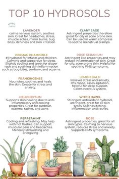 Top 10 hydrosols, how to use hydrosols, aromatherapy, science of essentials, natural skin care Herbalist Remedies, Beauty Cabinet, Smudge Spray, Essential Oil Education, Essential Oils 101, Ayurvedic Healing, Medicinal Herb, Eyeliner Styles, Young Living Oils