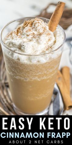 an easy keto drink with cinnamon and whipped cream