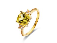 Square Cushion Cut Lab Created Yellow Sapphire with White Topaz Accents 18K Yellow Gold Over Sterling Silver Ring Yellow Sapphire, White Topaz, Cushion Cut, Sterling Silver Ring, Silver Ring, Topaz, Sterling Silver Rings, Sapphire, Lab