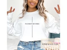 Christian Crewneck, Bible Verse Sweatshirt, Cross Shirt, Long-Sleeve Crewneck, Christian Gift, Faith Sweatshirt, Modern Christian Top, Gift Free shipping on everything! PRODUCT DETAILS & SIZING: .: 50% cotton, 50% polyester .: Medium-heavy fabric (8.0 oz/yd² (271.25 g/m .: Loose fit .: Sewn-in label .: Runs true to size Products are a unisex and relaxed fit. You may consider downsizing for a more feminine look. Increase the size for the larger fit and oversized look. Please double-check the size charts available in all listings. We do not accept exchanges due to size mismatch problems. We create the designs for the products but use a print shop to print the design on the product and then they will ship the product to you, therefore that is why we don't accept cancellations, returns, or exc Faith Sweatshirt, Christian Crewneck, Cross Shirt, Cross Shirts, Feminine Look, Size Charts, Christian Gifts, Sew-in Labels, Heavy Fabric