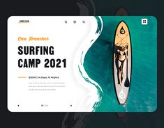 an image of a person in a kayak with the caption surfing camp 2021