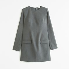 Tailored long-sleeve mini dress in our lightweight suiting fabric and body-skimming fit, featuring a trendy high-neck detail, flattering seaming details along the bodice and front pockets. Suiting Fabric, Long Sleeve Mini, Long Sleeve Mini Dress, Women's Dresses, Abercrombie Fitch, Dark Gray, Women Long Sleeve, Jumpsuit Dress, Bodice