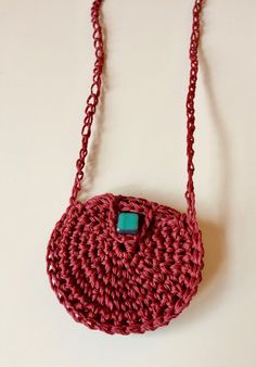 Handmade red crochet pouch necklace with blue bead fastener -Waxed thread -Waterproof -18 inches long -Pouch is 2.3 inches (6cm) wide and 2 inches (5cm) tall -Perfect for storing a treasure -One of a kind! Crochet Pouch Necklace, Purple Choker, Pouch Necklace, Crochet Pouch, Necklace Cute, Hippie Necklace, Macrame Necklace, Cute Necklace, Necklace Boho