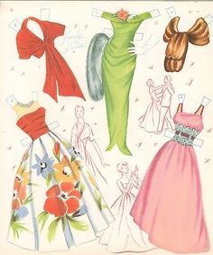 an image of paper dolls with dresses on them