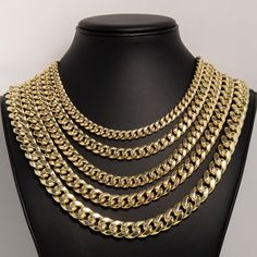 "Shiny Miami Cuban Link Chain Necklace Real 14K Yellow Gold All Sizes * Metal : Real 14K Yellow Gold (Properly Stamped, 14K) * Condition : Brand New * Finish : Polished * Average Weight : 24\" - 2.0mm: 3.25 grams (0.13 g/in) 24\" - 3.0mm: 6.00 grams (0.25 g/in) 24\" - 3.5mm: 9.60 grams (0.40 g/in) 24\" - 4.5mm: 13.04 grams (0.54 g/in) 24\" - 5.5mm: 20.68 grams (0.86 g/in) 24\" - 6.0mm: 23.20 grams (0.96 g/in) 24\" - 6.7mm: 30.64 grams (1.27 g/in) 24\" - 7.5mm: 38.76 grams (1.61 g/in) 24\" - 9.0mm: 53.60 grams (2.23 g/in) 24\" - 9.5mm: 56.80 grams (2.36 g/in) 24\" - 12.0mm: 73.08 grams (3.04 g/in) 24\" - 13.0mm: 92.00 grams (3.83 g/in) * Length : Selectable * Width : Selectable * Clasp/Bail : Figure 8 Safety Clasp (5.5mm and smaller sizes come with Lobster Lock) All of our items are brand n Gold-tone Round Curb Chain Jewelry, Gold Figaro Chain Jewelry For Formal Occasions, Formal Gold Jewelry With Figaro Chain, Formal Gold Figaro Chain Jewelry, Gold Cuban Link Necklace In 14k Gold, Gold-plated Cuban Link Jewelry, Gold Cuban Link Anniversary Jewelry, Gold Cuban Link Jewelry For Anniversary, Gold Cuban Link Curb Chain Jewelry