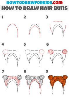 Drawing Tutorial Hair Step By Step, Space Bun Drawing Tutorial, How To Make Hair Drawing Step By Step, Sketching Hair Step By Step, Anime Hair Drawing Step By Step, Drawing Ideas Easy Hair Step By Step, Easy Hairstyles Drawing Step By Step, Cute Easy Hairstyles Drawings, Hair Buns Drawing Reference