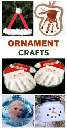 christmas ornament crafts for kids and adults to make with snowmen, santa's sleigh, reindeers