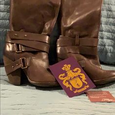 14 1/2” Shaft, 3 1/2” Stacked Heel, Vintage Leather Boot Only Worn Once. Box Not In Best Of Shape. Style By Fergie Is Varsity, Antileaesspre Make An Offer Stacked Heel, Shoes Heels Boots, High Boots, Vintage Leather, Knee High Boots, Knee High, Leather Boots, Shoes Women Heels, Heeled Boots