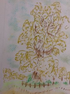 a drawing of a tree with yellow leaves