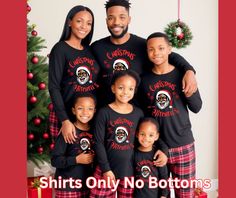 * This is for the tops only!! bottoms not included.  Looking for a way to celebrate Christmas with your family and friends? Look no further than our selection of black Santa pajamas, santa group shirts, matching xmas tees, and santa family shirt! Whether you're dressing up as Black Santa himself or joining in on the fun as one of his elves, these clothes will have everyone laughing and smiling. Plus, they make great gifts for anyone on your list! Christmas Matching Shirts, Christmas Pajamas Family, Fall Backdrops, Santa Pajamas, Santa Tee, Family Stock Photo, Xmas Tees, Christmas Matching, Black Santa